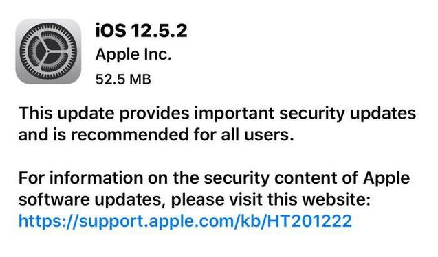 积玉口镇苹果手机维修分享iOS12.5.2发布，建议所有老苹果用户安装 